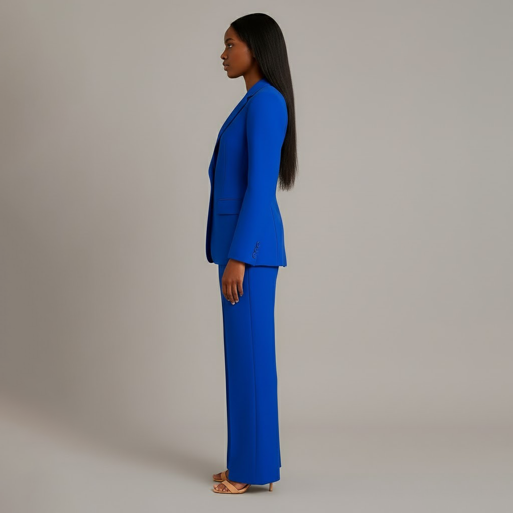 Women 2 piece suit tailored blazer and straight leg trousers