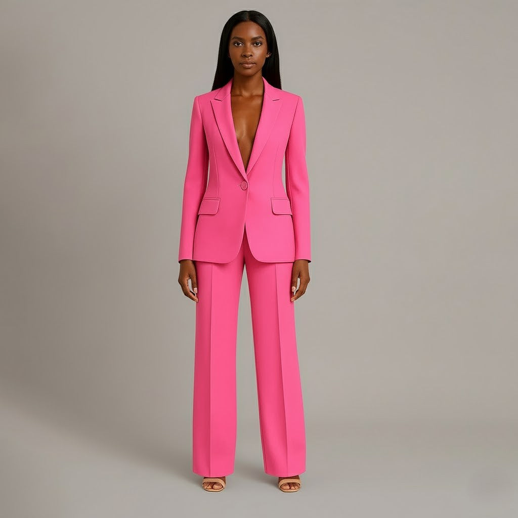 Women 2 piece suit tailored blazer and straight leg trousers