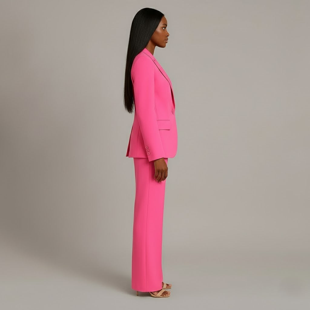 Women 2 piece suit tailored blazer and straight leg trousers