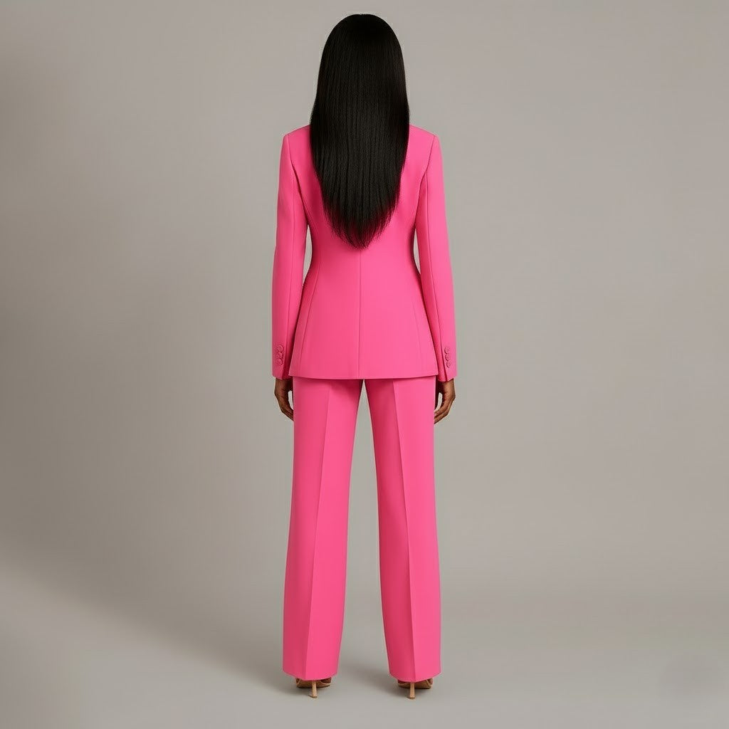 Women 2 piece suit tailored blazer and straight leg trousers
