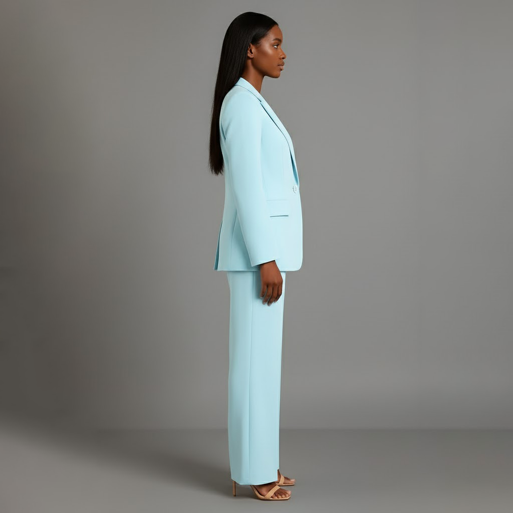 Women 2 piece suit tailored blazer and straight leg trousers