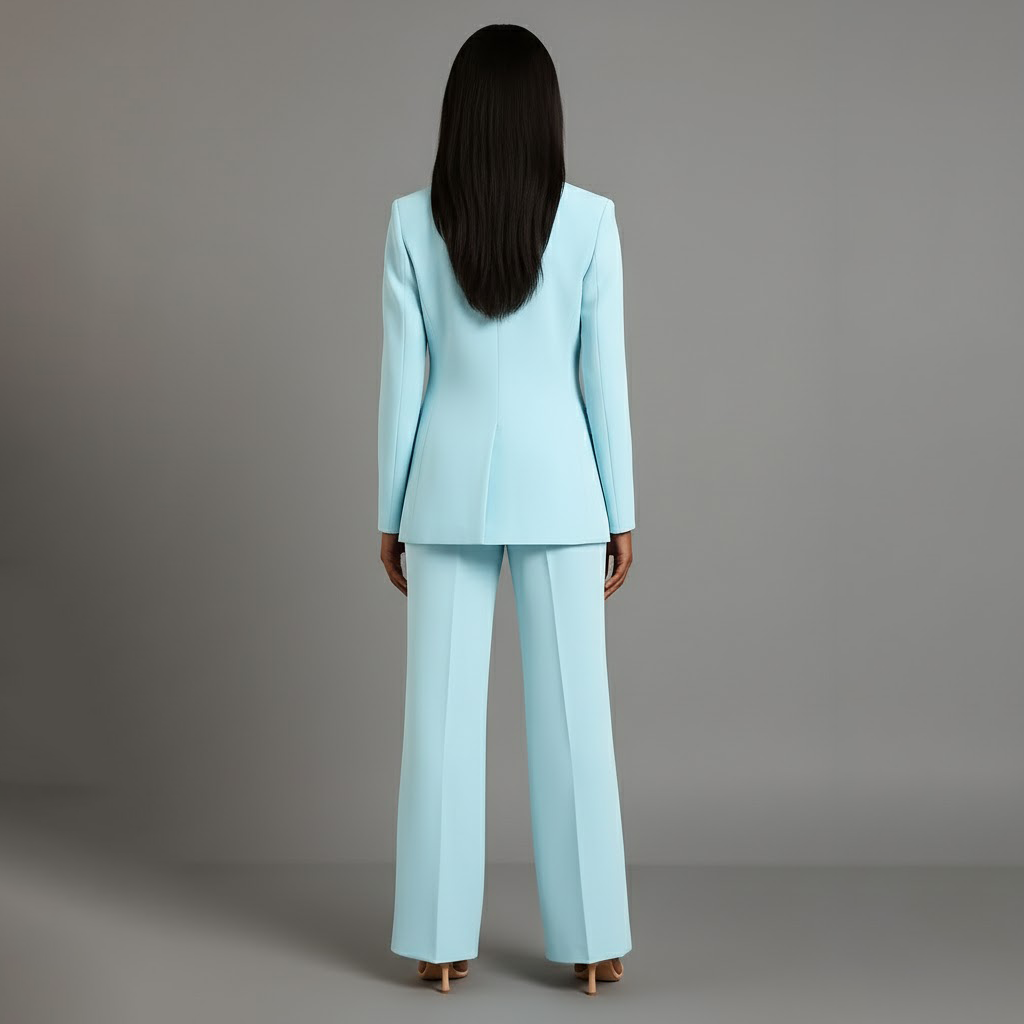 Women 2 piece suit tailored blazer and straight leg trousers
