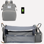 All in one diaper bag with fold-out changing pad and USB charging port