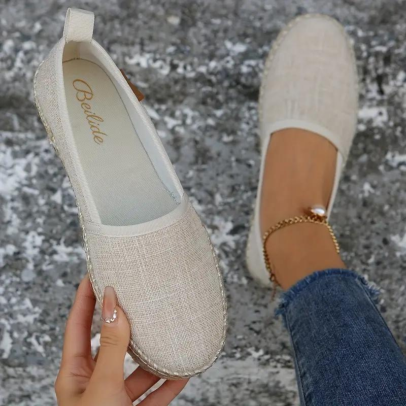Women's slip-on espadrilles with jute rope sole, summer flat shoes