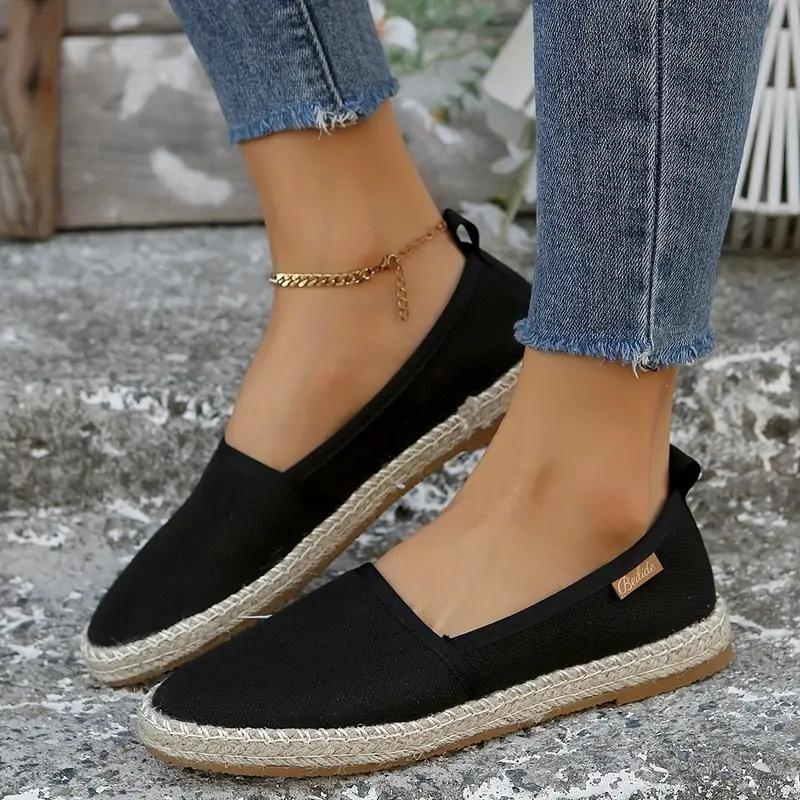 Women's slip-on espadrilles with jute rope sole, summer flat shoes