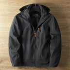 Men waterproof hooded rain jacket lightweight full-length zipper