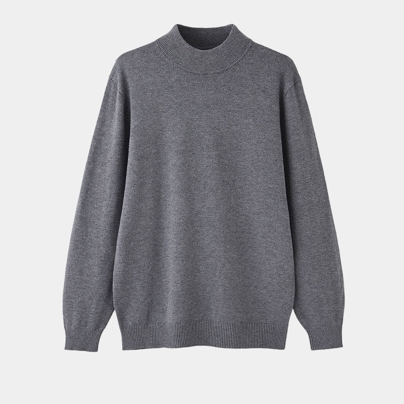 Men cotton half turtleneck sweater slim fit in black white and grey