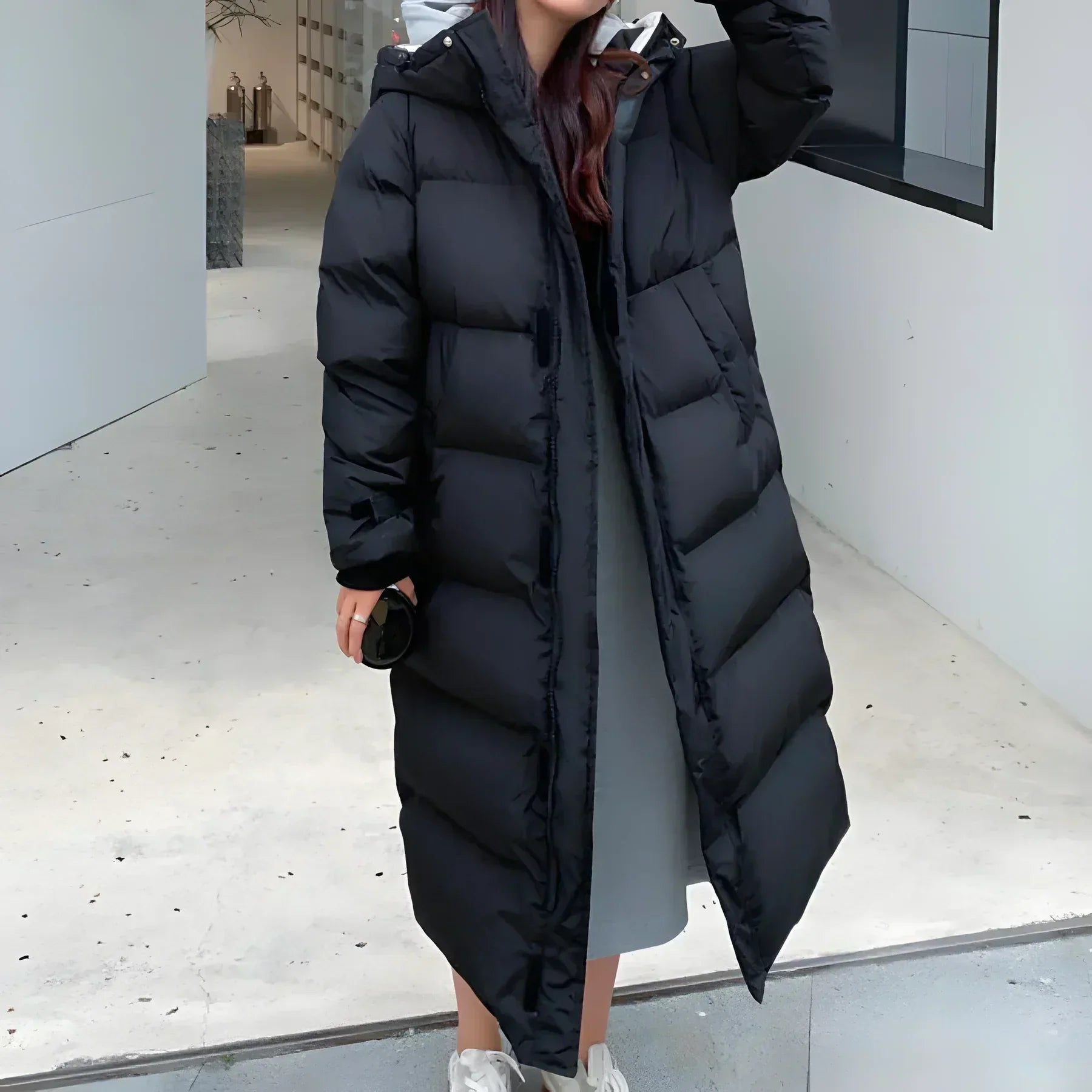 Women waterproof windproof long winter jacket down filled cold weather coat