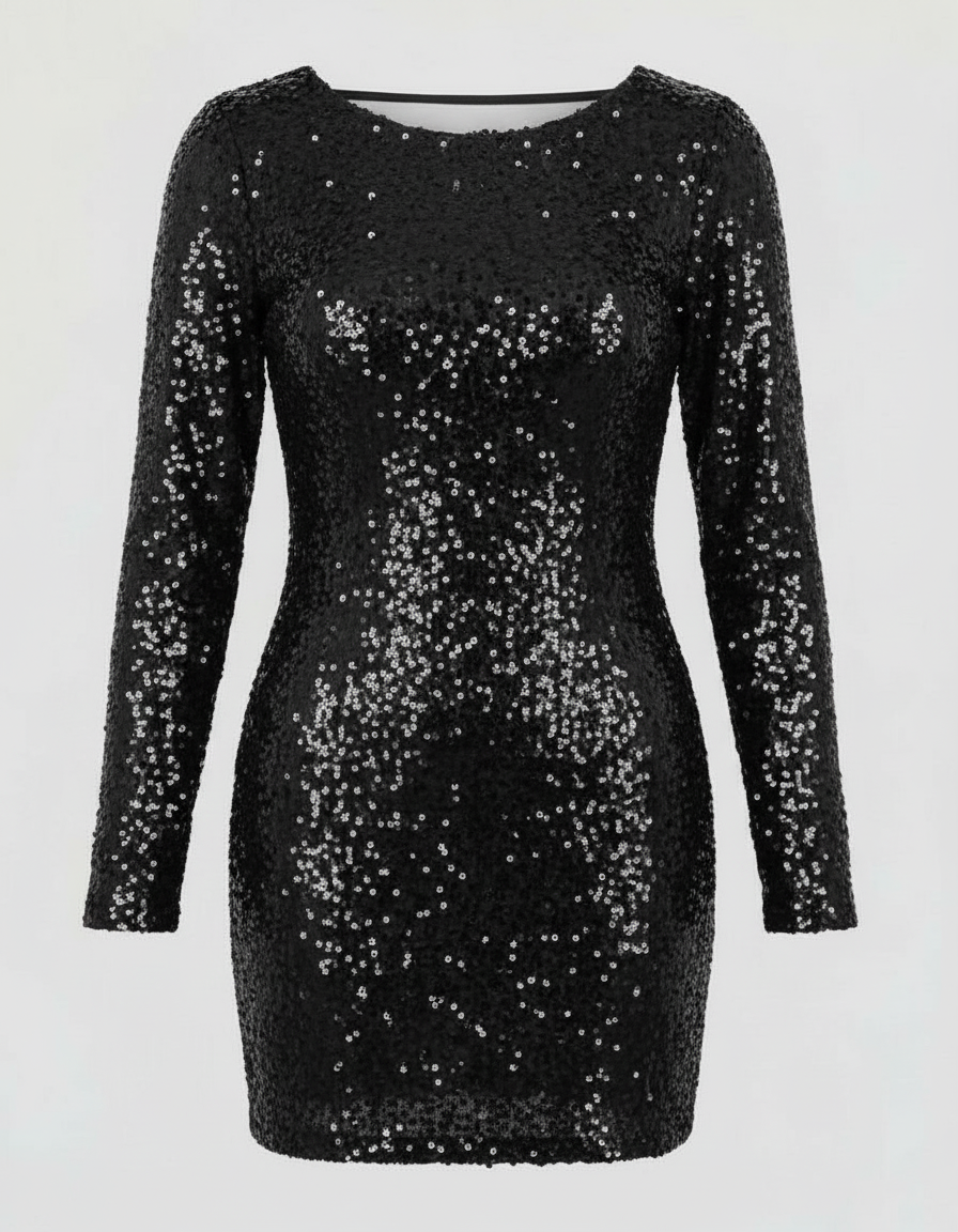 Women's cocktail dress with open back, bodycon fit, available in multiple colors