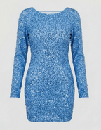 Women's cocktail dress with open back, bodycon fit, available in multiple colors