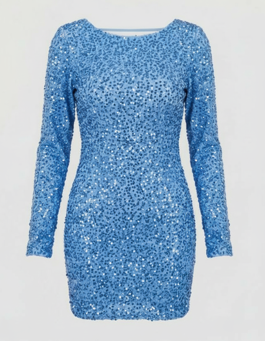 Women's cocktail dress with open back, bodycon fit, available in multiple colors
