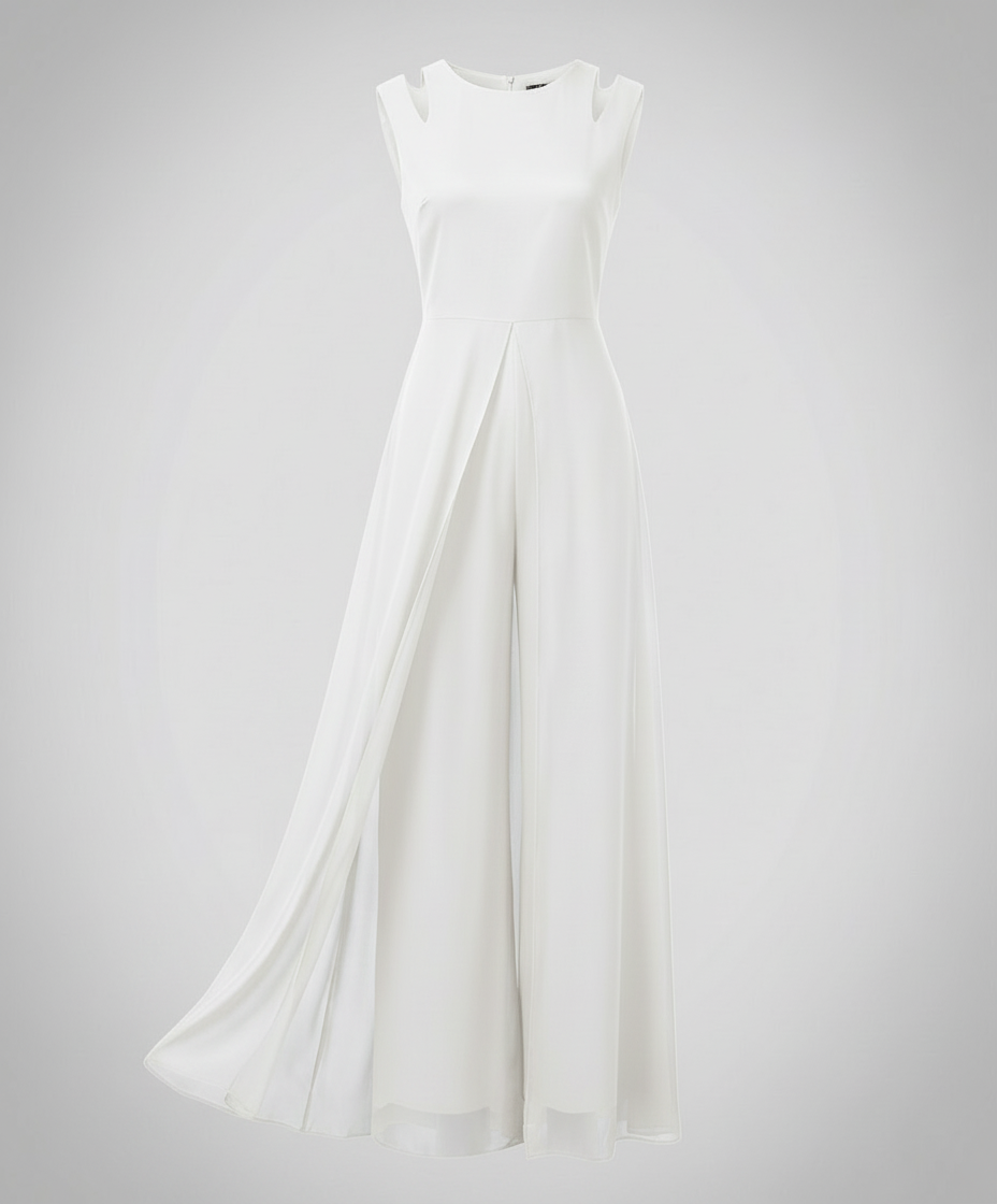 Women sleeveless wide leg jumpsuit with shoulder detail slim fit