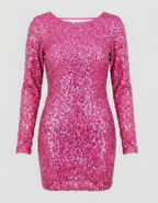 Women's cocktail dress with open back, bodycon fit, available in multiple colors