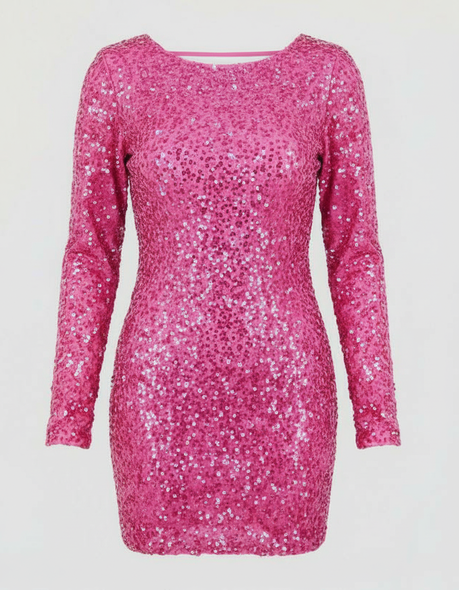 Women's cocktail dress with open back, bodycon fit, available in multiple colors