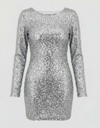 Women's cocktail dress with open back, bodycon fit, available in multiple colors