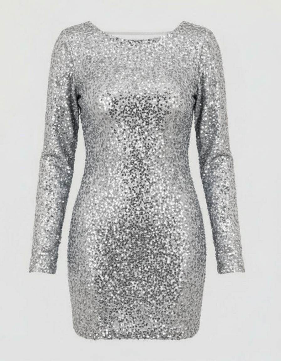 Women's cocktail dress with open back, bodycon fit, available in multiple colors