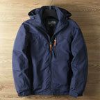 Men waterproof hooded rain jacket lightweight full-length zipper
