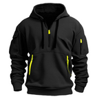 Men's casual hoodie with zip pockets and contrast zipper detail, relaxed fit