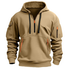 Men's casual hoodie with zip pockets and contrast zipper detail, relaxed fit