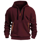 Men's casual hoodie with zip pockets and contrast zipper detail, relaxed fit