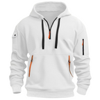 Men's casual hoodie with zip pockets and contrast zipper detail, relaxed fit