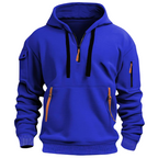 Men's casual hoodie with zip pockets and contrast zipper detail, relaxed fit