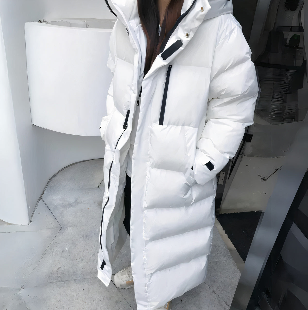 Women waterproof windproof long winter jacket down filled cold weather coat
