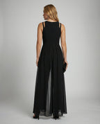 Women sleeveless wide leg jumpsuit with shoulder detail slim fit