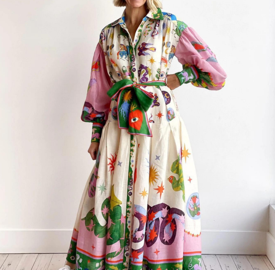 Women's multicolor maxi volume dress, lightweight and flowy for every occasion