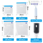 Reusable vacuum storage bags set with hand pump, PA+PE airtight food fresh keeper, 4 sizes