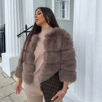 Faux fur coat women's glamour jacket in soft animal-friendly synthetic fur