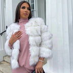 Faux fur coat women's glamour jacket in soft animal-friendly synthetic fur