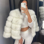 Faux fur coat women's glamour jacket in soft animal-friendly synthetic fur