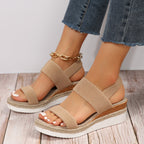 Women platform sandals with elastic straps in multiple colours