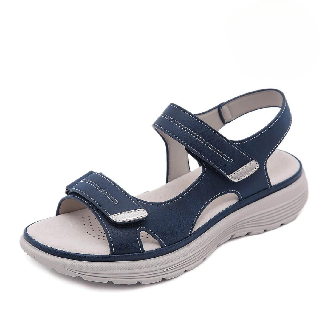 Women's orthopedic sandals open-toe with arch support, comfort fit in black, gray and blue