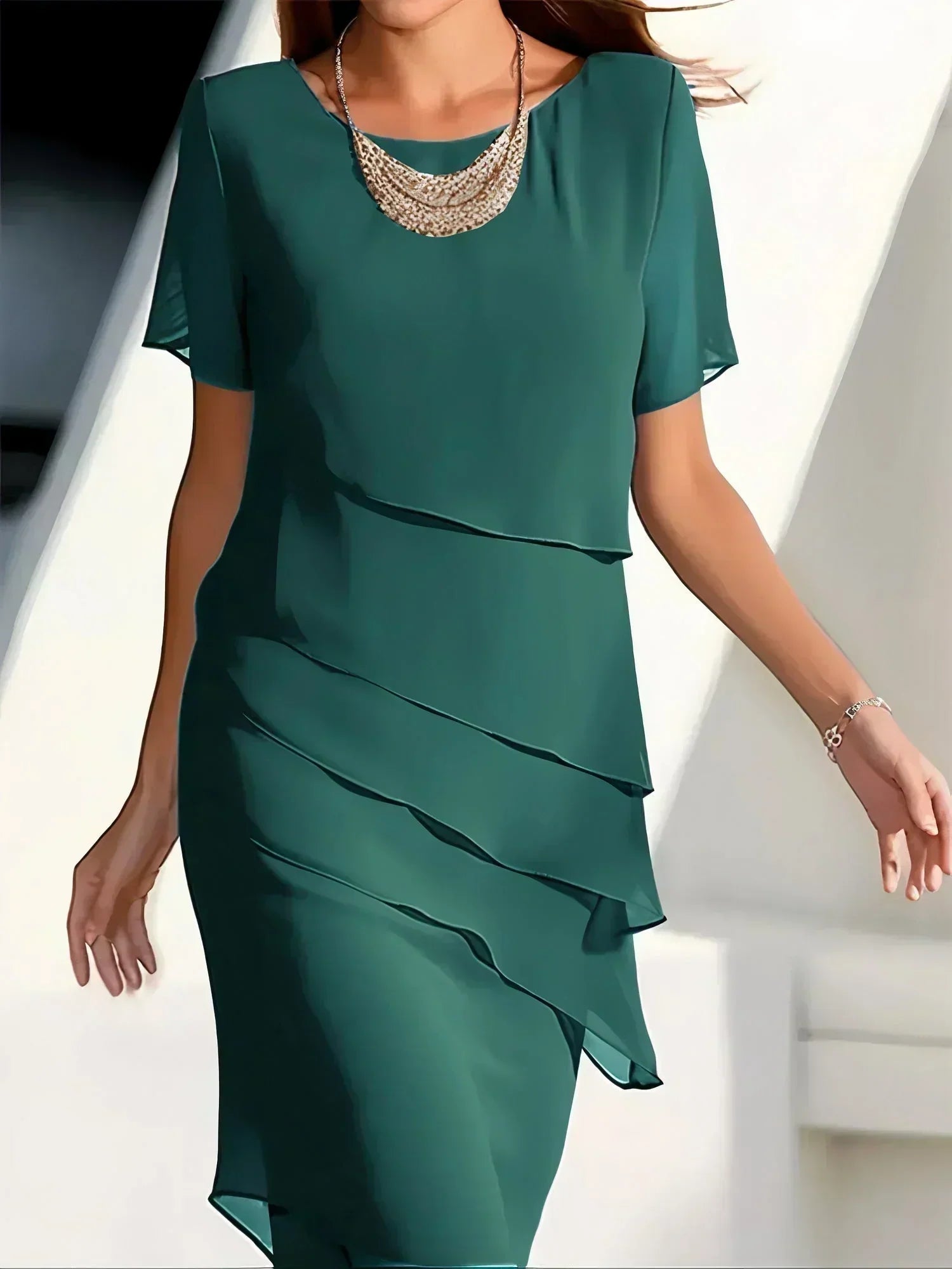 Women layered dress with flattering silhouette in multiple colours