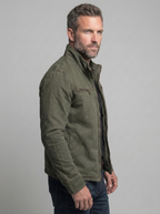 Men heritage field jacket olive green relaxed fit with multiple pockets