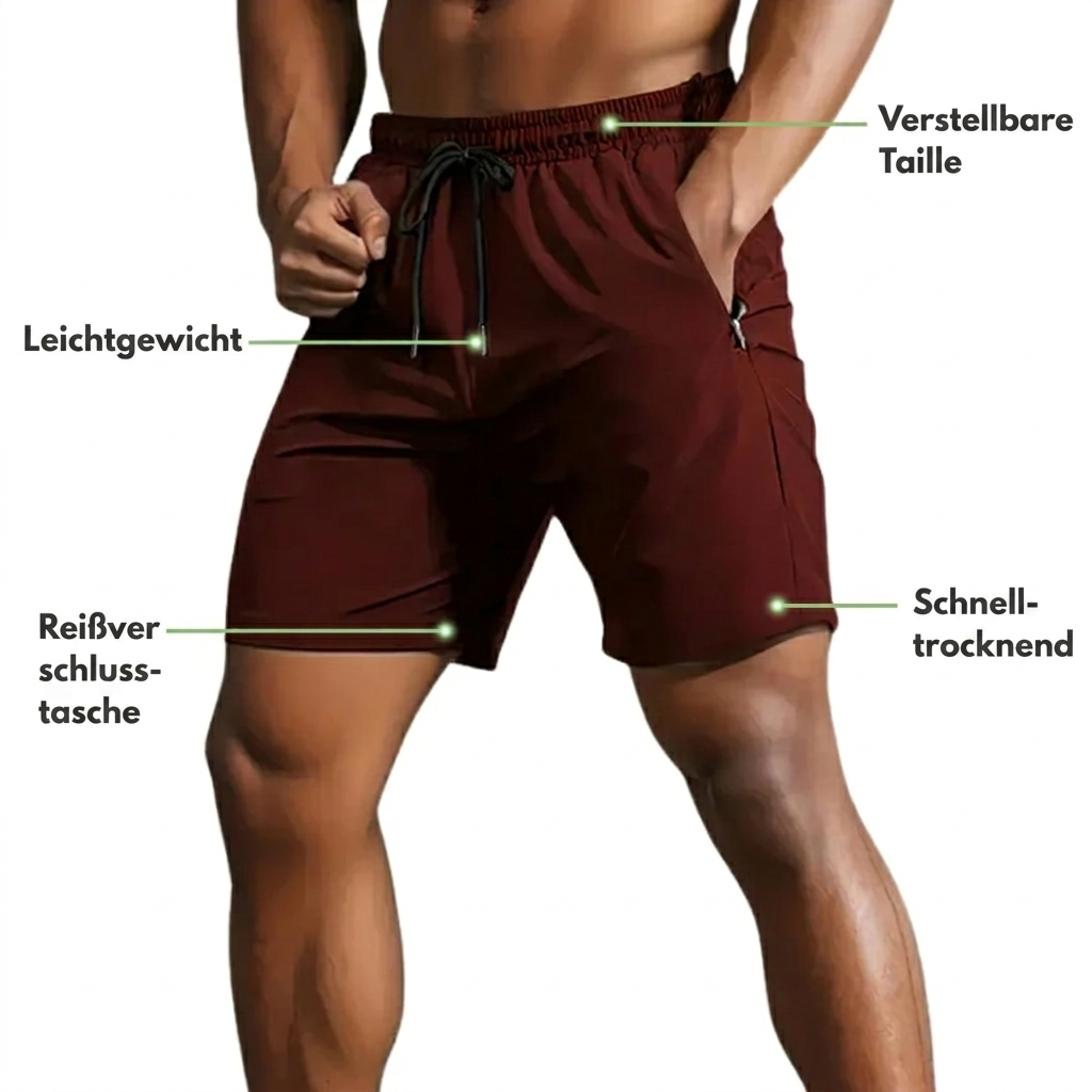 Mens Shorts Athletic Quick Dry Breathable Lightweight Zip Pocket