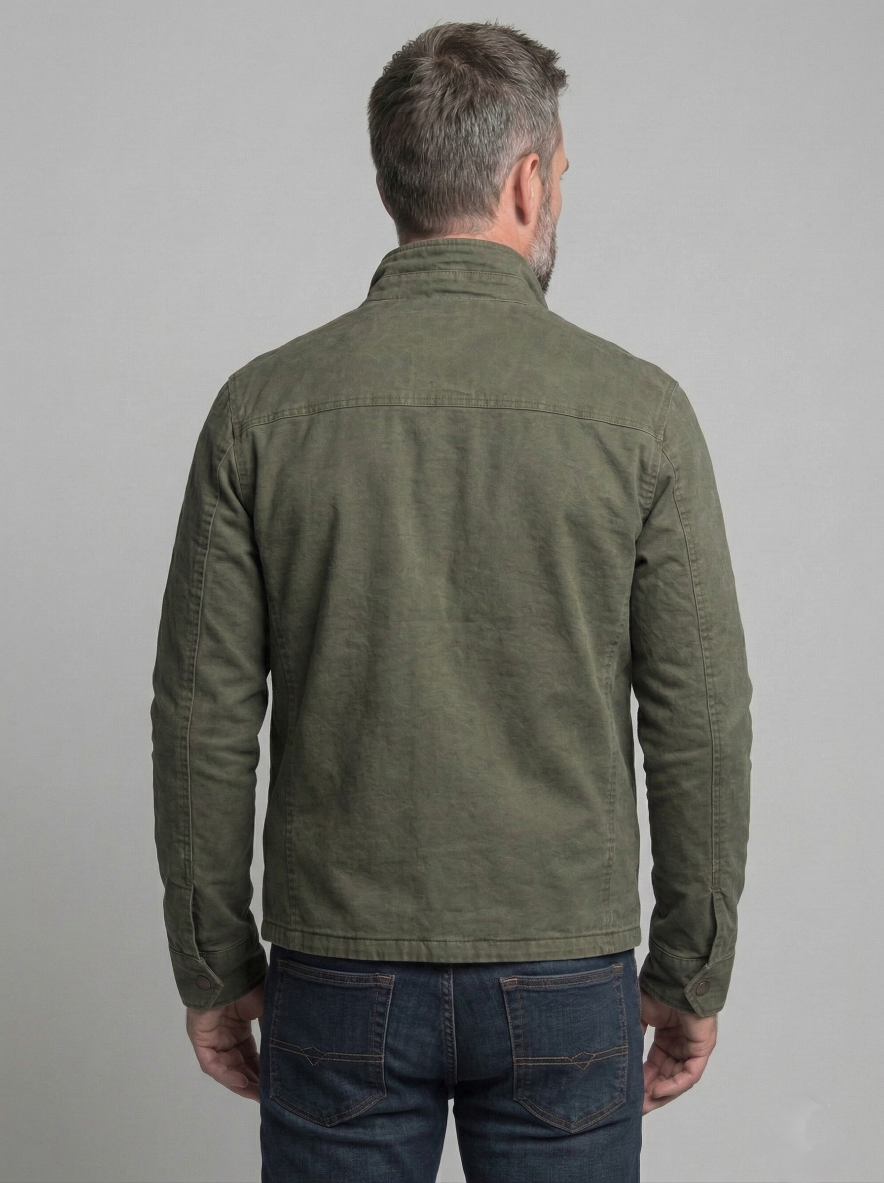 Men heritage field jacket olive green relaxed fit with multiple pockets