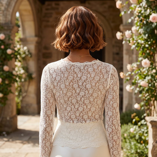 Lace Top | Women's Long Sleeve, Stretch Lace | Semi Sheer Bodycon Fit