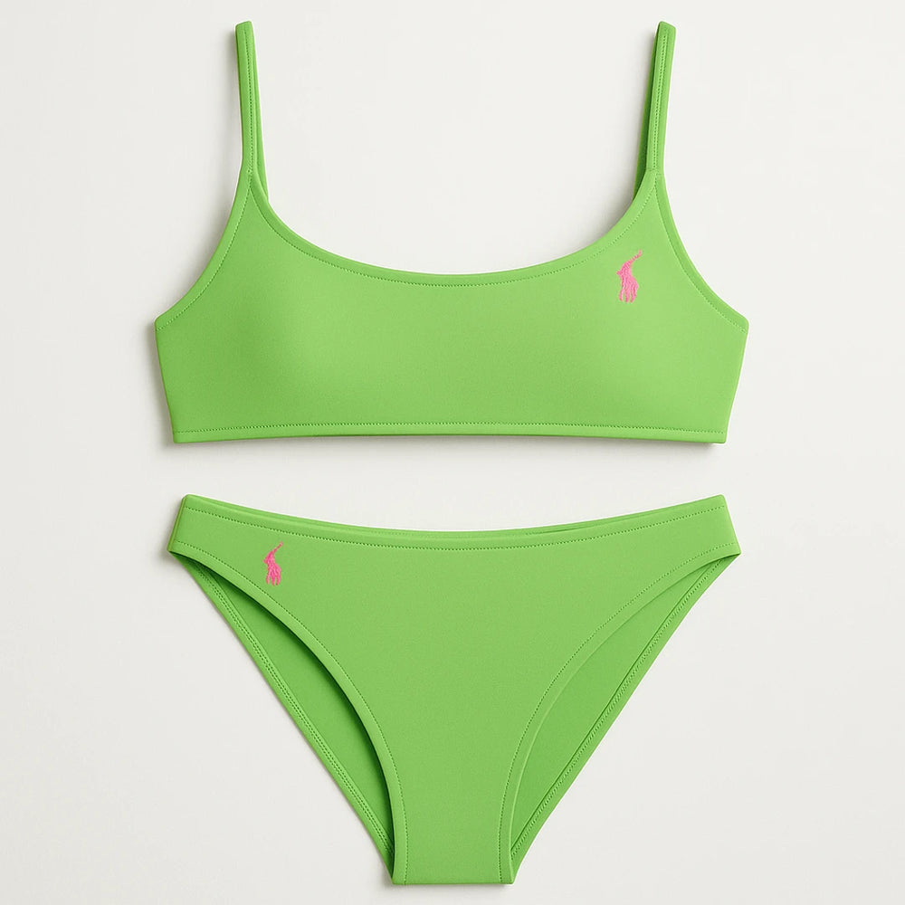 Bikini Top | Riviera Green Bralette Adjustable Strap Removable Padding Swimwear