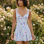 Floral Mini Dress | Sweetheart Neck Cinched Waist Bra Friendly Dress
