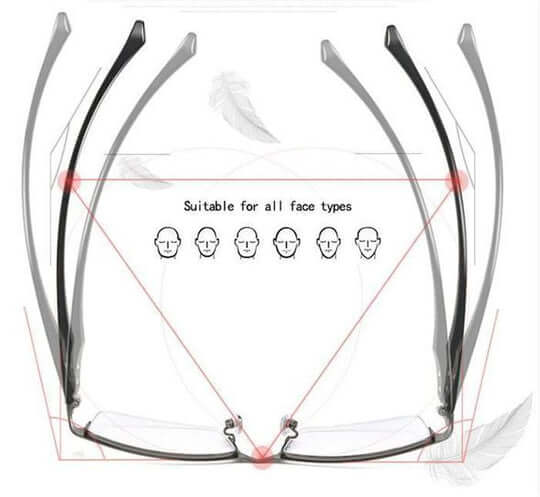 Multifocal glasses with anti-reflective coating and blue light filter for reading and distance