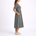 Striped midi dress with relaxed fit, lightweight everyday women's dress