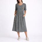 Striped midi dress with relaxed fit, lightweight everyday women's dress