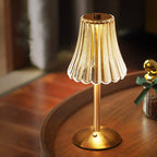 Crystal table lamp cordless touch control rechargeable LED with acrylic shade