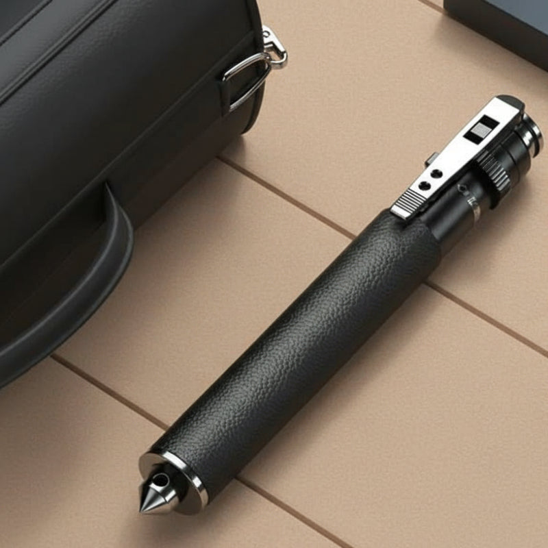 Self-defense walking stick with anti-slip grip and one-click mechanism, alloy urban safety