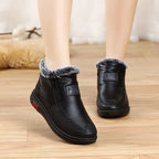 Women waterproof orthopedic boots with non-slip sole in black and red