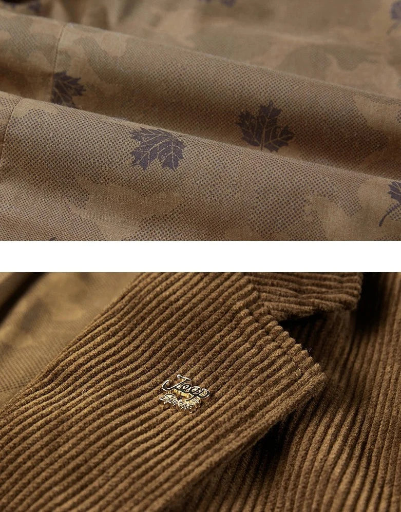 Men's corduroy blazer in brown, smart casual tailored fit for autumn winter