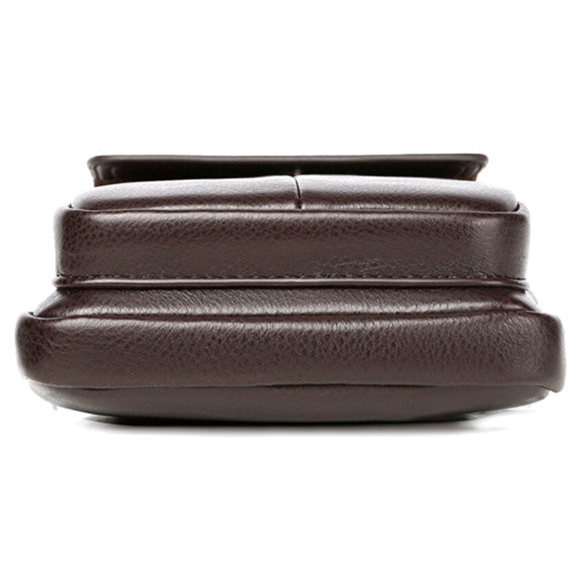 Men leather crossbody bag with zipper closure and adjustable shoulder strap